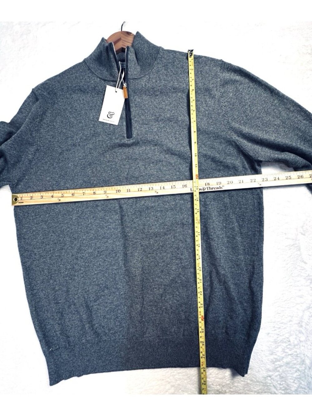 Collars & Co Luxury Touch Cashmere Blend Quarter Zip Sweater Grey XL NWT Golf - Picture 7 of 11